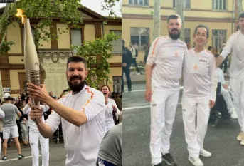 Julien, éducateur à Toulouse qui porte la flamme olympique