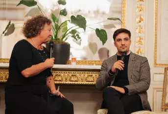 Caroline Boirdon et Hugo Ferraris lors de la conférence des droits de l'enfant 2025